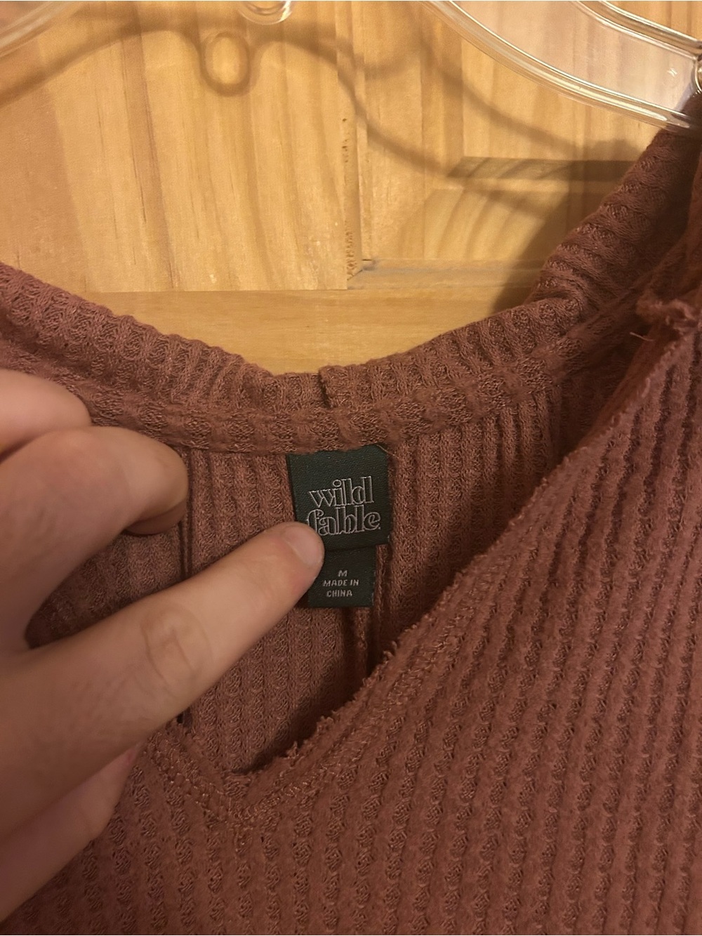 Wild fable women’s Cozy Waffle-Knit V-Neck Top - Dusty Rose - Picture 2 of 4